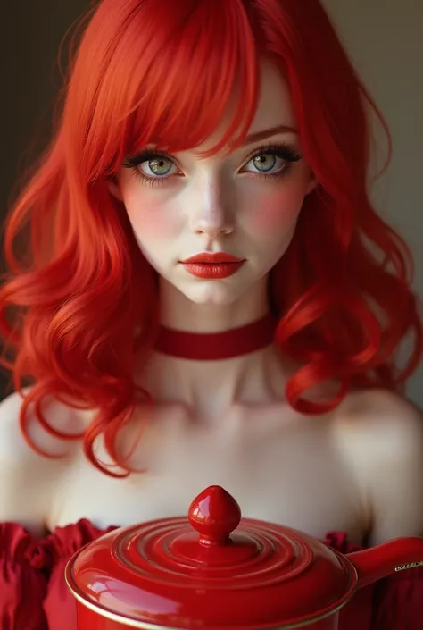  a close-up of a woman with a red crockery on her chest, Amouranth, better known as Amouranth, Leeloo, little redhead, Redhead Girls, Rot Gut, rothaarig, Bright red, ilya kuvshinov. 4 k,  Misty aus Pokemon , young beautiful Amouranth, red-hot, Fission, Lee...