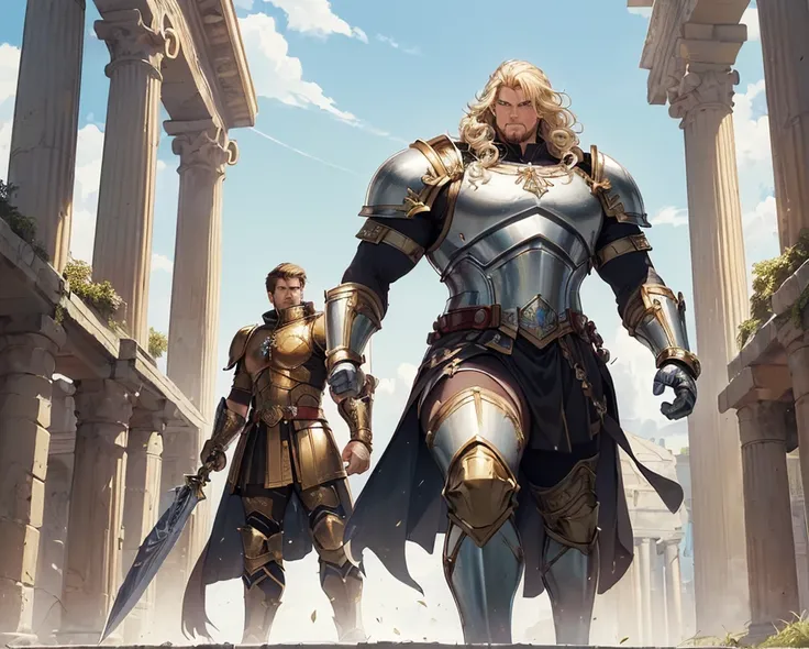 Masterpiece, HD, High Resolution, High Quality, Best Quality, Super Detailed. Solo character alone. Science fantasy art. “Warhammer 40K aesthetic”.
{{(A 1000-years-old roman-emperor-demigod warrior-paladin:(appearance: short-curly-blonde-hair. White-laurel...