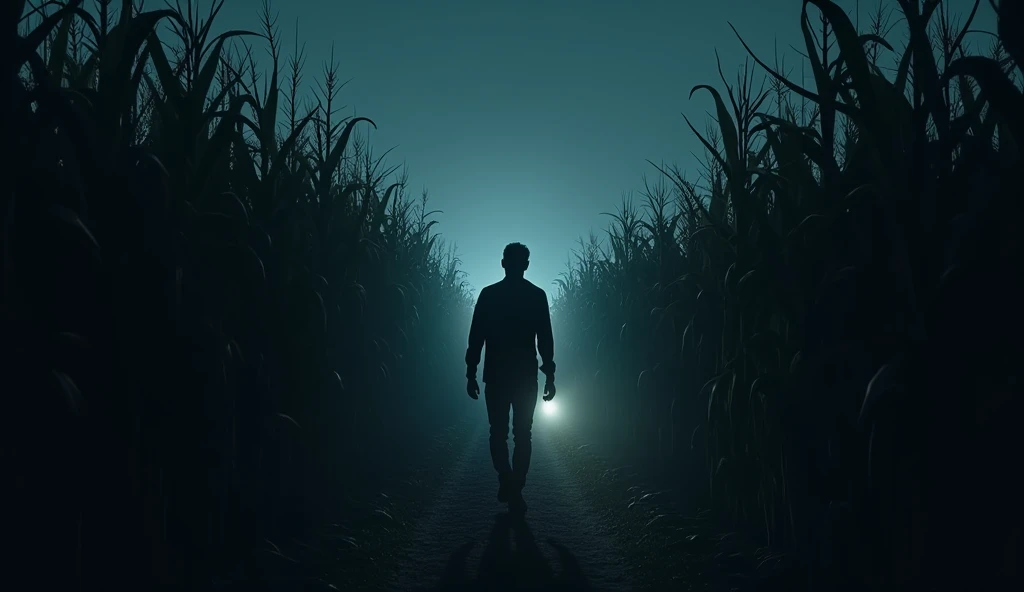 The Sinister Encounter :
 Jonas stopped and pointed his flashlight in the direction of the sound . nothing.  Just the immovable stalks of the corn .  He laughed nervously ,  trying to convince himself that he was being startled for nothing,  and went on wa...