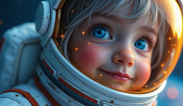  Close-up of an improved masterpiece:1.5)0.9], (Space and astronauts:1.2) ( Messy silver hair :1.1) ( Heterochromia: xanthochromia and blue eyes :1.2) (space helmet:1.0) ( colorful stars in the eyes :1.0) (A radiant glow:1.1) (thick lips:0.9)