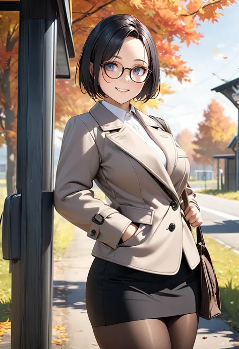 RAWphoto,photorealistic,8k16k,best quality,perfect anatomy,perfect detailed,ultra highres, extremely detailed eyes and face,gleaming skin,shiny skin,1girl,Japanese,black short hair,pixie cut, (wearing glasses:1.3),(parted bangs,forehead:1.2),round face,med...