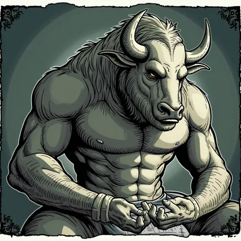 You can use this image to make a similar one with a Minotaur with his nose in his hand