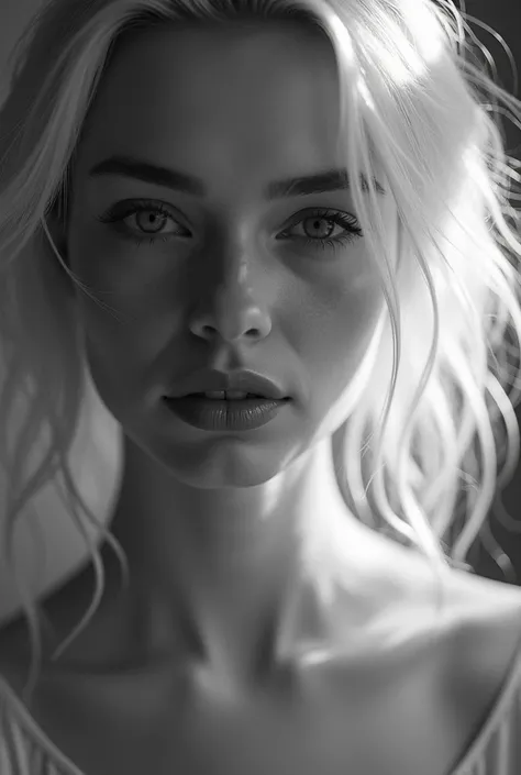 Black and white photography, Albino woman photo, soft light