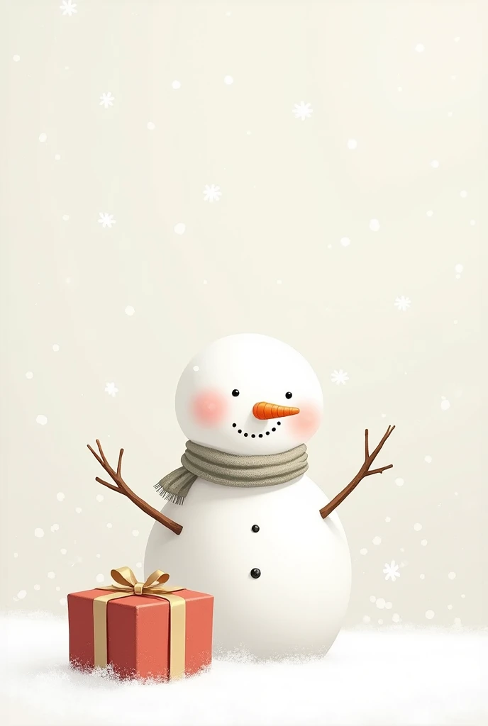 A Christmas illustration with a snowman and a gift, created in a minimalist style.



