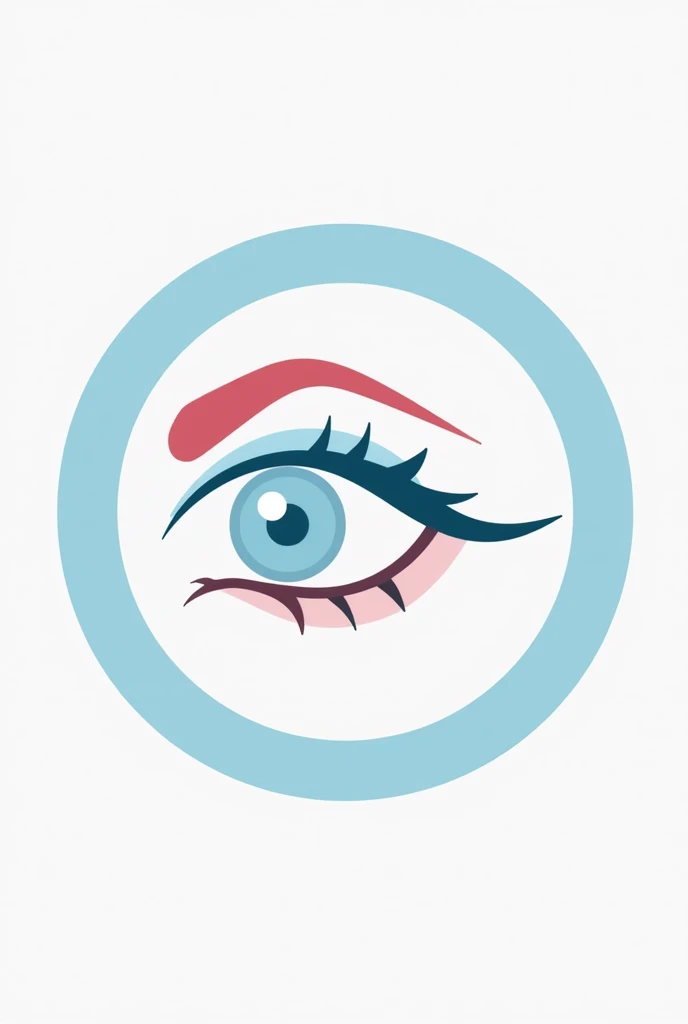 Create a logo for a eyebrow lifting business called N  Aim , with baby blue tone, baby pink, Let it be a circle Let it be eye-catching
