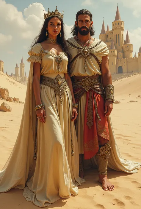 rens drawing of King Lizio and Queen ,  the queen had tanned skin 
 Last of them is their castle located in a quicksand desert 
