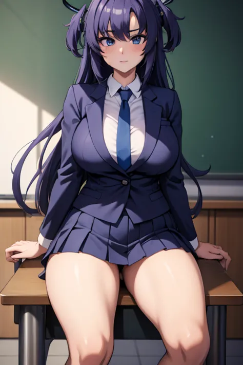 ((  best quality)), ((masterpiece)), ( super detailed),  school,uniform,date,halo,male teacher,tie, arm-crossed,1 male,female 1 ...