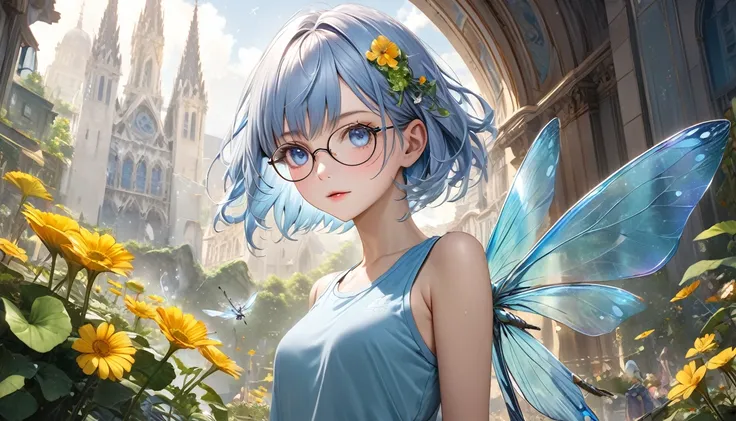 ( best quality,8K quality),( ultra high resolution,photo realistic:1.8),(super detailed,incredibly, detailed background),( RAW photos :1.2), (Super realistic:1.8),(master peace1.21), (((One fairy girl))),(((Detailed Eyes))),(((Glasses,Glasses,Glasses))),((...