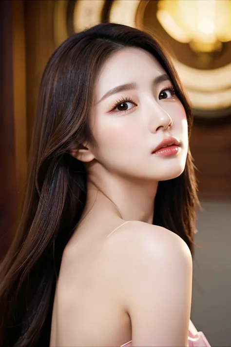 “create a high-quality portrait of a glamorous asian woman with a delicate, slender oval-shaped face and flawless, radiant skin....