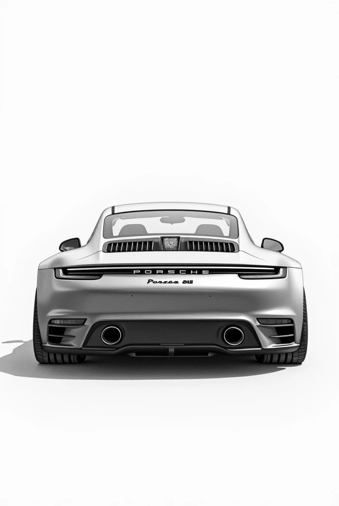 Draw with pencil porsvhe 911 sport edition back of car
