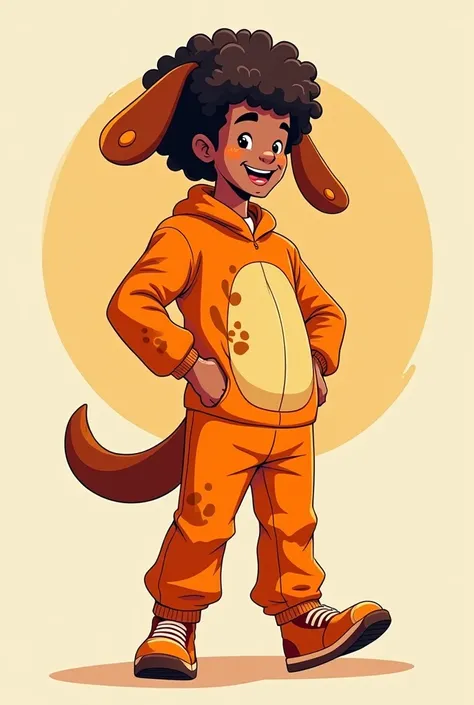 Afro man wearing an orange dog cosplay in 2D