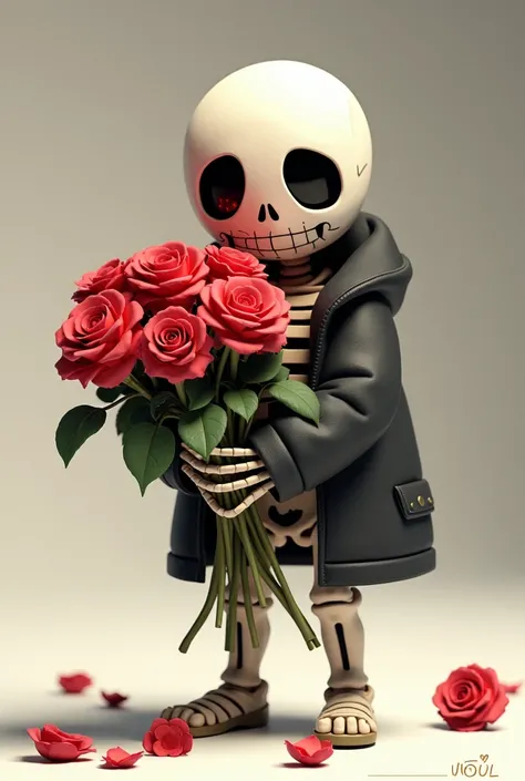 sans holding roses