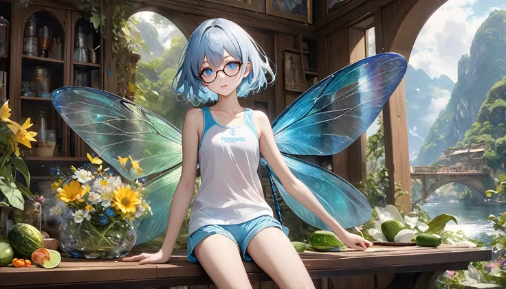 ( best quality,8K quality),( ultra high resolution,photo realistic:1.8),(super detailed,incredibly, detailed background),( RAW photos :1.2), (Super realistic:1.8),(master peace1.21), (((One fairy girl))),(((Detailed Eyes))),(((Glasses,Glasses,Glasses))),((...