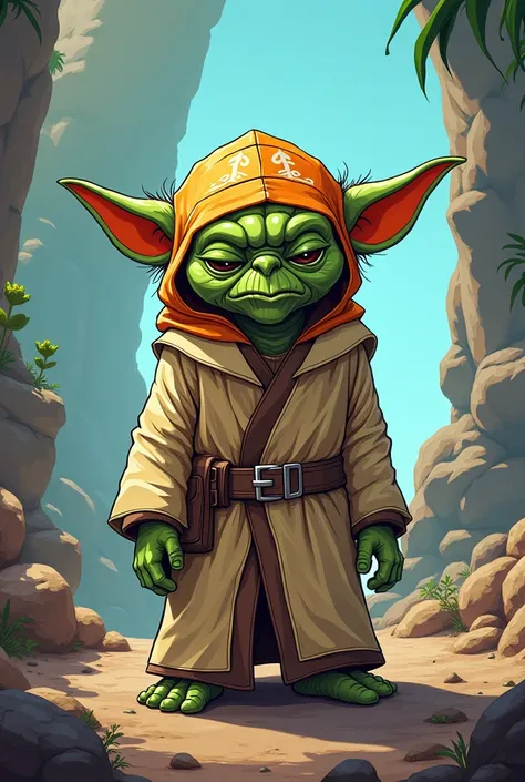 Yoda from star wars in a durag, cartoon, fictional, 2d 