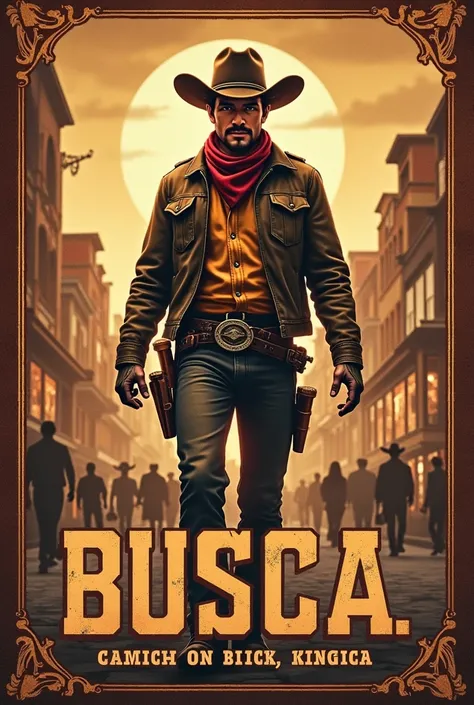  An invitation with the theme of the poster of Busca from the Old West,  is an invitation to Nestors birthday , The location is shopping center ,  on November 27 and the time 7 pm 