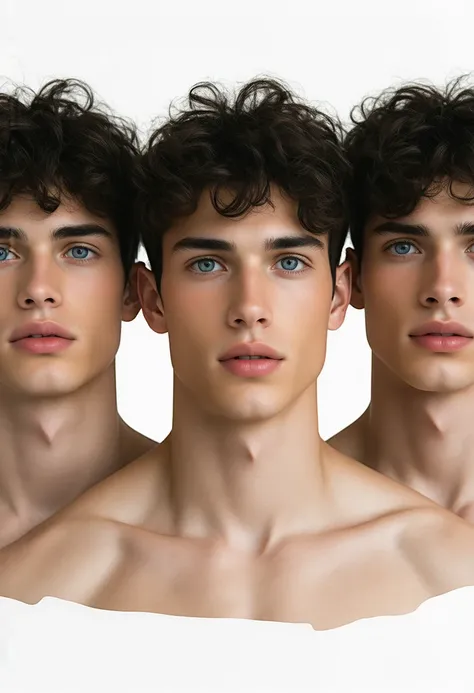 * "Flux model: Photorealistic anatomical study of five 18-year-old brunette males with blue eyes and curly hair. Flaccid, circumcised, accurate proportions, natural textures. Full-frontal nudity, no body hair, big areolas. 8K resolution, front-on view."
