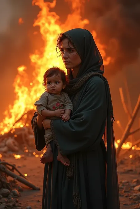 Imagine bibi fatima from beck side a daughter of prophet muhammad and she is beside her hime door and door is burning and six month old baby is in her hands she is in her home