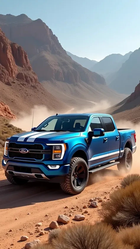 Ford, F150 pick up 2024 ,  color blue with white stripes