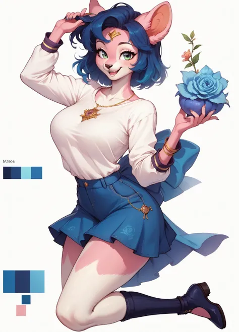 (masterpiece, anthropomorphic fantasy anime style, creative art), a beautiful and cute anthropomorphic goddess, wearing casual clothes, posing, curvy, beauty, voluptuous, expressive, cheerful, smiling, harmonious colors, dynamic composition, cinematic ligh...