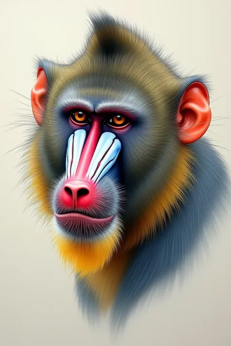 Drawing of an elderly mandril monkey 