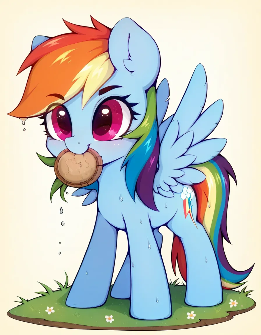 score_9, score_8_up, score_7_up, (masterpiece)), ((best quality), (high detailed), (beautiful), 1girl, feral, rainbow dash, smil...