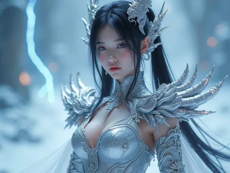 ultra realistic 32k, hdr, 8k uhd,best quality,high quality,extremely detailed,intricately detailed,high resolution, Realistic, film rendering, (large cleavage,Big tits),(1 girl,korea face sexy  , pale skin, (body heigth:140cm), innocent look, Young face,Be...