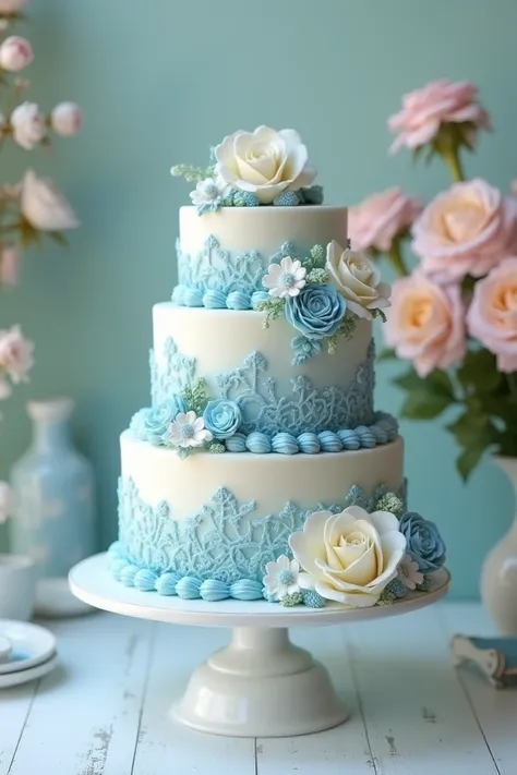 Love blue vintage cake 