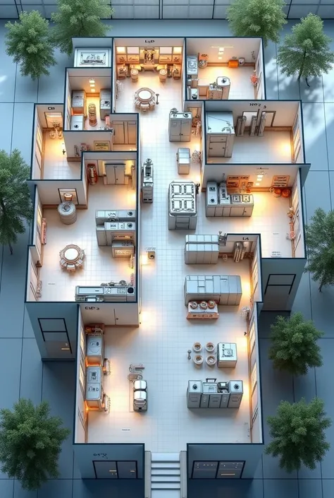 Floor plan of a food industry.