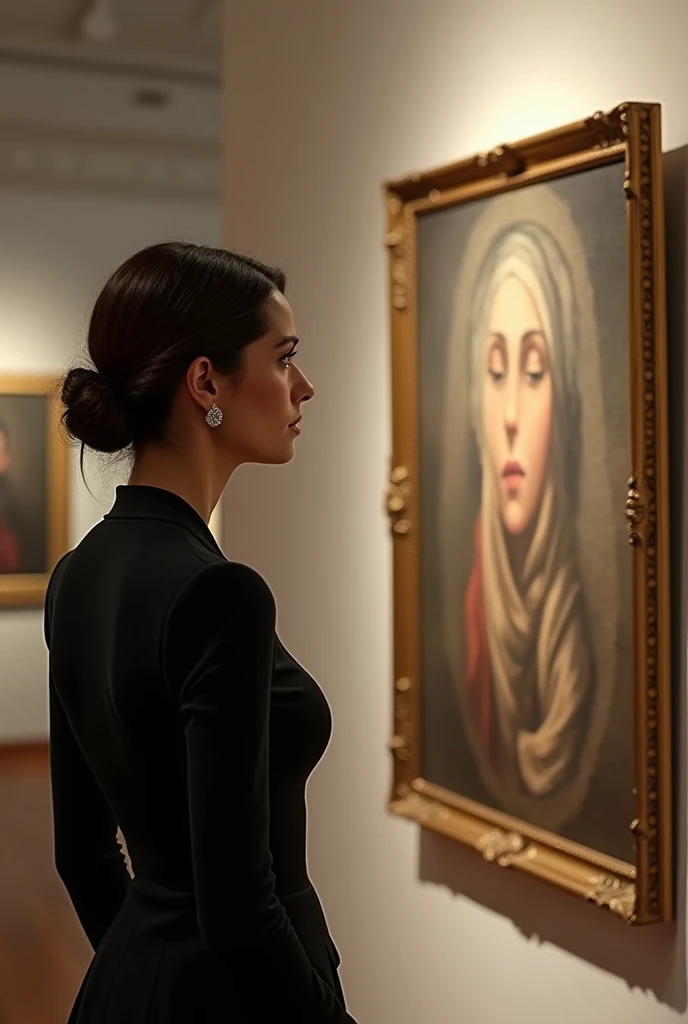 Maria Iribarne observing Juan Pablo Castels painting