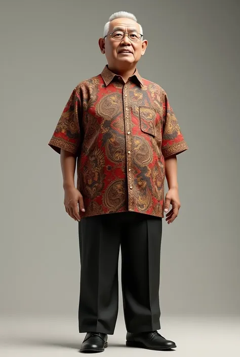 3D image of a teacher in a batik shirt Guru of the Republic of Indonesia in black trousers