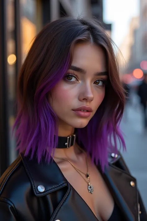 She puts purple highlights on her hair