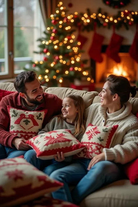 A christmas theme ad for home throw pillows