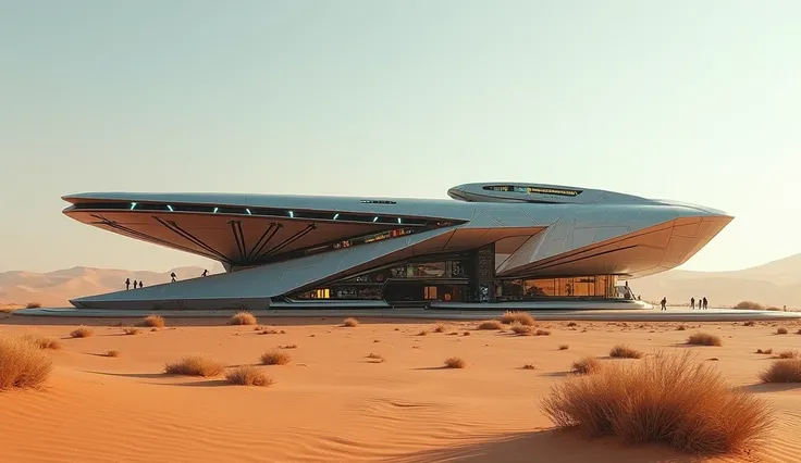 cyber punk house in the middle of the desert
