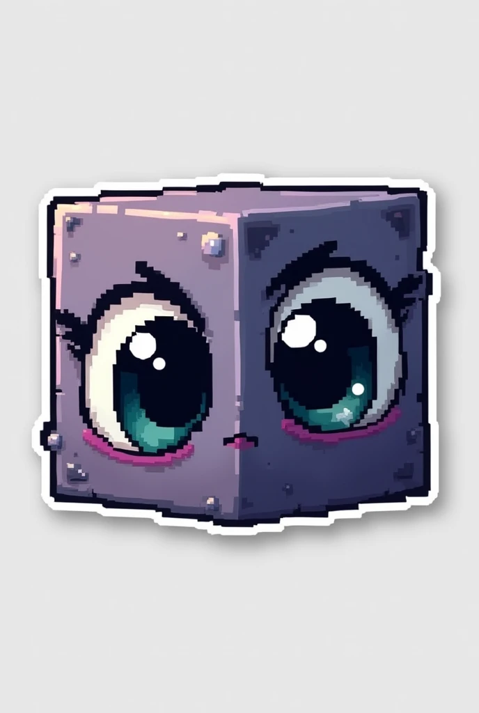 Make me a sticker for a Discord server with pixelated Minecraft-like eyes without a background 