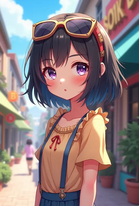 Cute anime girl, wearing sunglasses