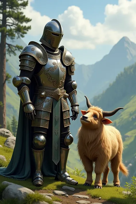 A knight in armor with his favorite Yelf
