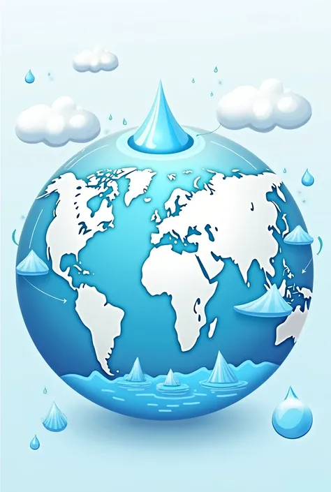 Simplified hydrological cycle ,  highlighting connections with oceans and continents.