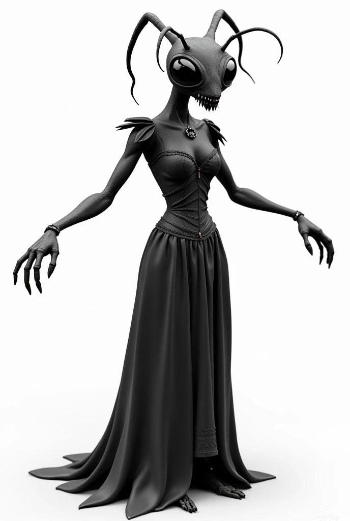  Create a realistic photo of a 3D character  (CGI) em um estilo grotesque e aterrorizante para um projeto de terror.  The character is stylized with disproportionate shapes , grotesque, left,  macabre and weird .  Create stylized characters with exaggerate...