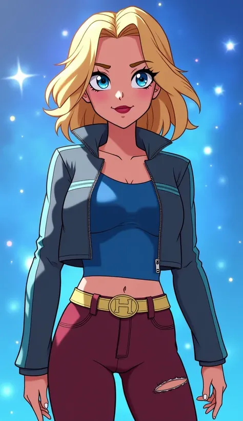 (Close up), ((Kara from DC Super Hero Girls 2019)), short blonde hair, Kara is an attractive, fair-skinned teenage Kryptonian with a muscular-yet-curvaceous figure, and short blonde hair with paler-colored streaks, cut into a messily  -styled bob cut with ...