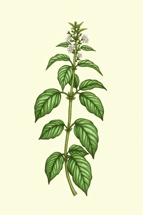  Create an image on the basil herb, in a hand drawn format 