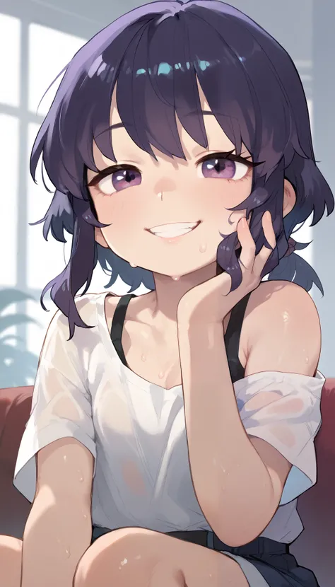 Motoko Kusanagi,Sweaty,evil smile,Looking at the camera