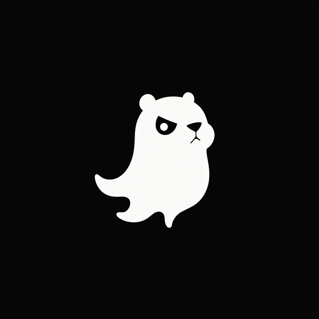 Side_view, A minimalist logo design featuring a ghostly capybara, combining playful and mysterious elements. The capybara has a smooth, rounded silhouette, blending the iconic shape of a capybara with flowing, wavy edges at the bottom to resemble a ghost. ...