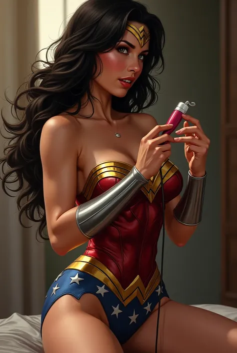 Wonder woman qui joue avec un godemichet