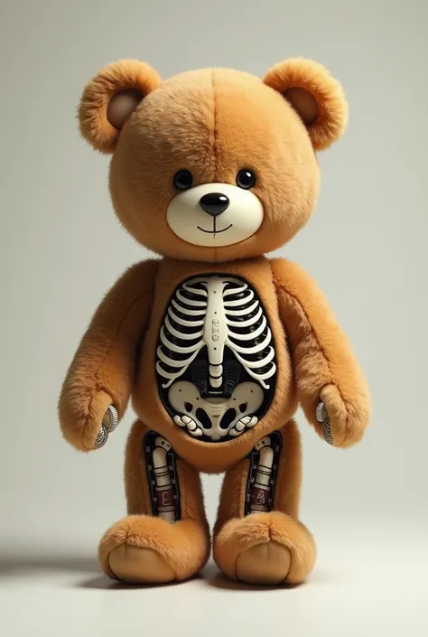 A teddy bear that sheds its padding through its legs 