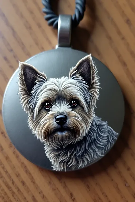 steel jewelry , With a drawing of a Yorki dog, Her name is Martina 
