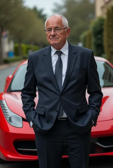 Image 2:  Man in a lawyers suit with a face of stress and exhaustion

Description : A middle-aged man,  wearing an expensive lawyers suit and a facial expression of exhaustion and stress .  He stands in front of the Ferrari ,  but seems disconnected from h...