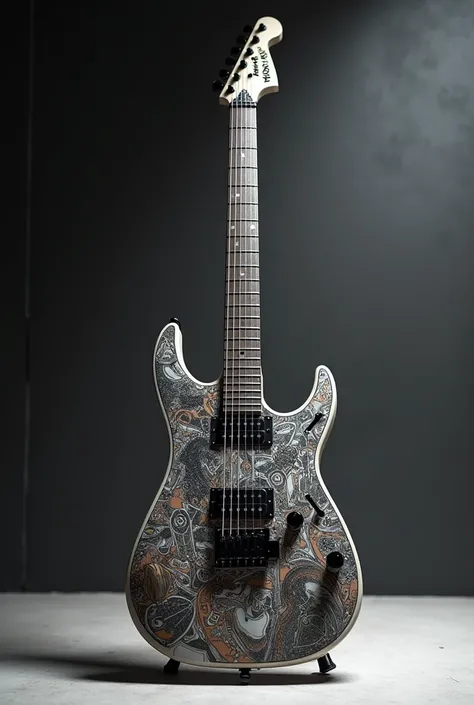 An electric guitar with a design representing the month of 1月