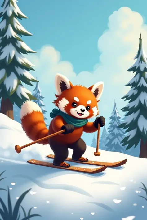 red panda for a skier