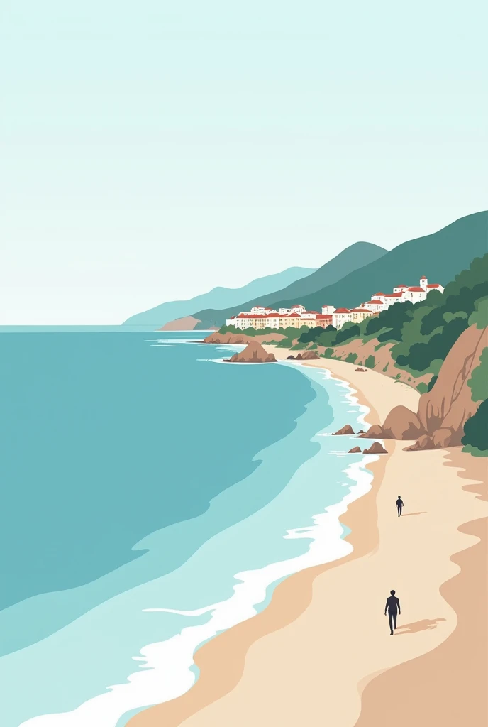  generate me a horizontal line of the French Riviera (nice) In minimalist 