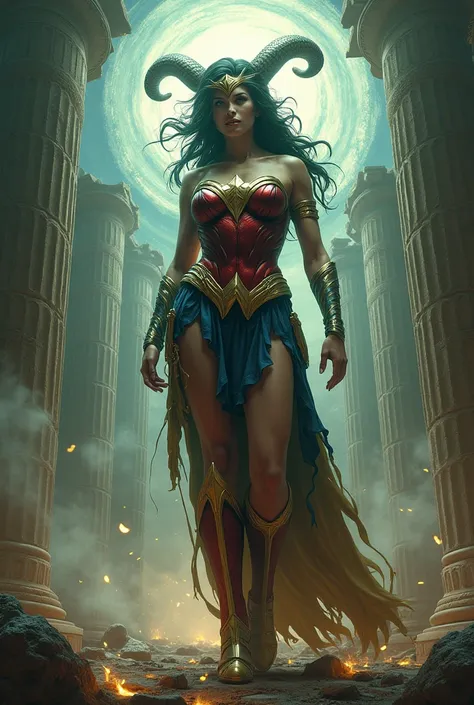 Wonder Woman merge with the gorgons head ...They both generate a single creature 